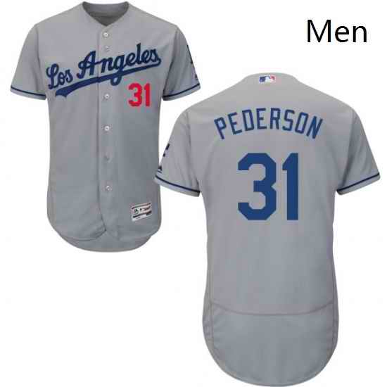 Mens Majestic Los Angeles Dodgers 31 Joc Pederson Grey Flexbase Authentic Collection MLB Jersey